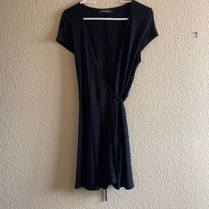 Reformation black wrap mini dress